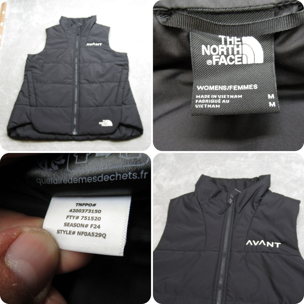 The North Face Vest Women Medium Black Packable Lightweight Packable Logo Puff